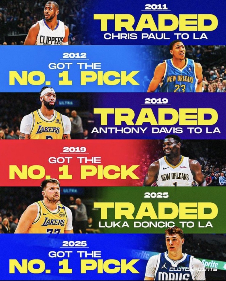 欧冠历史战绩-规律？此前黄蜂&amp;鹈鹕&amp;独行侠将当家球星送往洛杉矶 都收获状元签